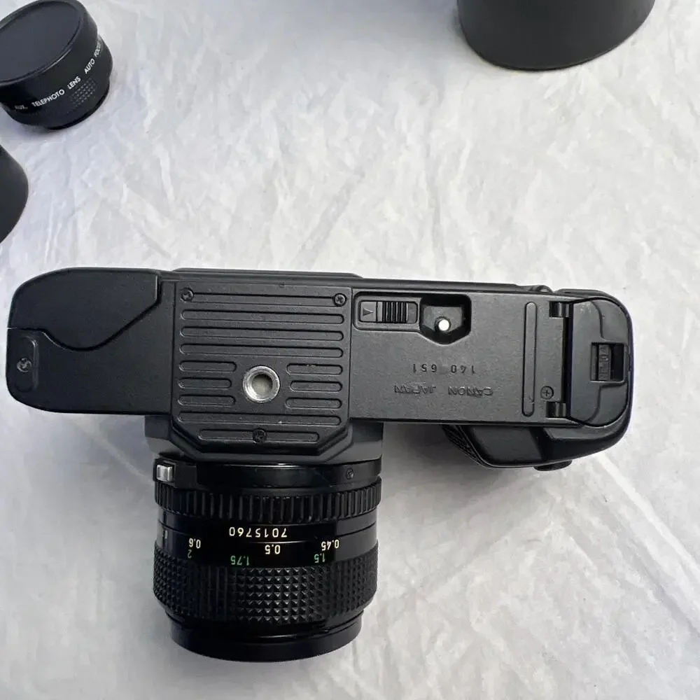 Canon T70 35mm Film SLR Camera w/3 lenses Tested Working*